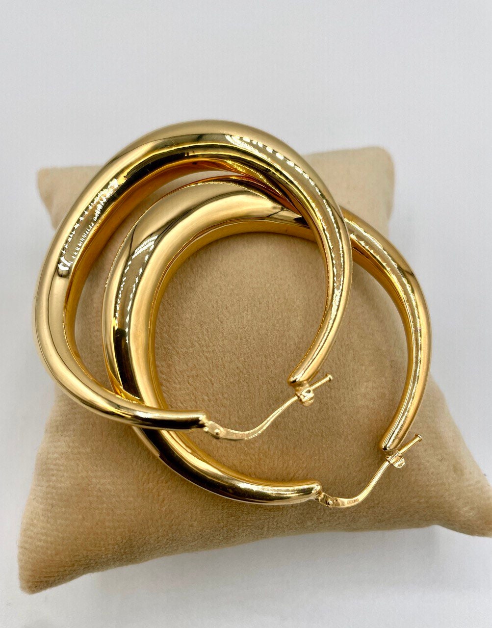 18k Gold Hoop Earrings Extravaganza: Unveiling Extra Chunky Hoop Earrings - Elevate Your Style with Bold Sophistication,Real Gold Women/Girl