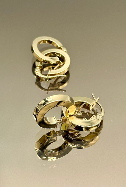 18K Real Gold Thick Hoop Earrings, Chunky Hoops, Polished Chunky Gold Hoop Earrings, Hoops for Women,18K Gold  Hoop Earrings Gift for Her.