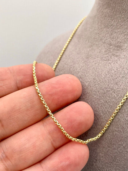 14K Solid Gold Box Chain Necklace,18”, 20”,22”,24" inches ,(2mm Thickness ),Real Gold Box Chain,For Her, For Him, Birthday Gift.