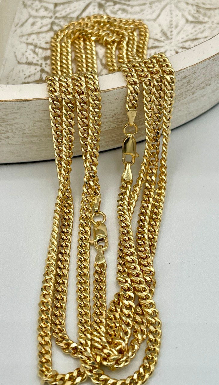 14k SOLID GOLD Curb Chain Necklace,25.5",24",22",4 MM ,Real Gold Chain ,Gold Chain, Ladies Gold Chain, For Him, for Her, Birthday Gift.
