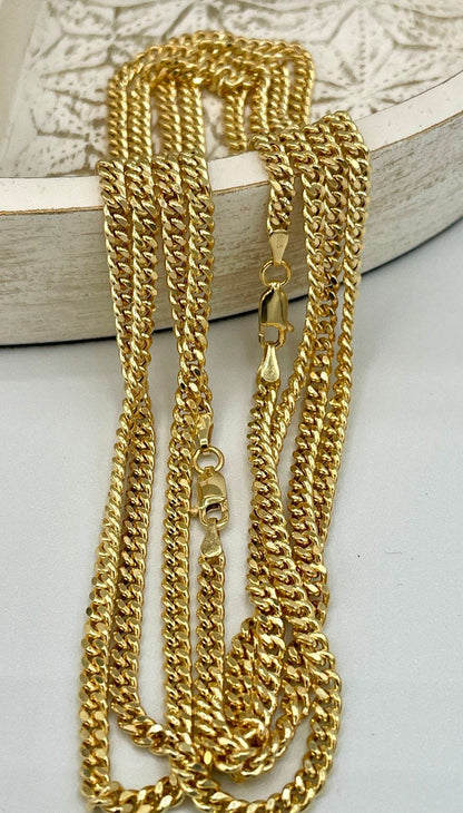 14k SOLID GOLD Curb Chain Necklace,25.5",24",22",4 MM ,Real Gold Chain ,Gold Chain, Ladies Gold Chain, For Him, for Her, Birthday Gift.