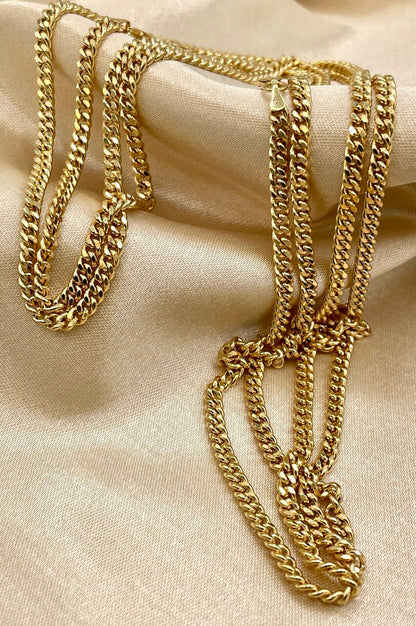 14k SOLID GOLD Curb Chain Necklace,25.5",24",22",4 MM ,Real Gold Chain ,Gold Chain, Ladies Gold Chain, For Him, for Her, Birthday Gift.