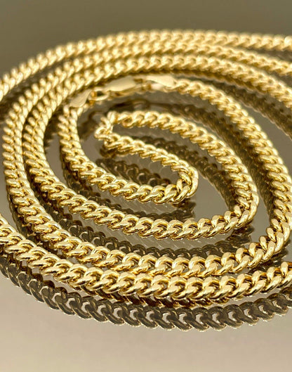 14k SOLID GOLD Curb Chain Necklace,25.5",24",22",4 MM ,Real Gold Chain ,Gold Chain, Ladies Gold Chain, For Him, for Her, Birthday Gift.