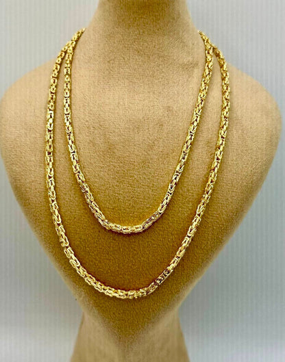 14K Solid Gold Byzantine Elegance,2.5mm Heavy Solid Chain Necklace for Men and Women, Luxury Unisex Charm,14K Gold Byzantine Chain Necklace!