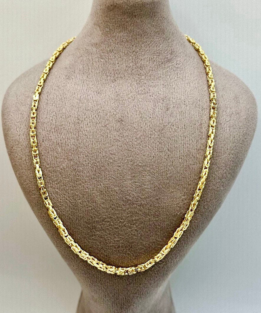 14K Solid Gold Byzantine Elegance,2.5mm Heavy Solid Chain Necklace for Men and Women, Luxury Unisex Charm,14K Gold Byzantine Chain Necklace!