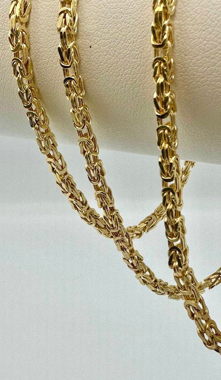 14K Solid Gold Byzantine Elegance,2.5mm Heavy Solid Chain Necklace for Men and Women, Luxury Unisex Charm,14K Gold Byzantine Chain Necklace!