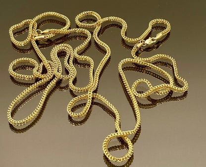 14k Solid Gold Franco Chain Necklace, Pure 14K Gold Foxtail Links Chain, 2.50mm wide_20"- 24" length, Real Gold Chain for Him/Her, Gift!