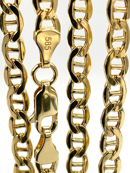 14k Gold ANCHOR CHAIN Necklace,4mmThick,Tiger eyes Necklace,14k Real SOLID Gold chain,14k Gold Mariner necklace ,Gift necklace,Birthday Gift