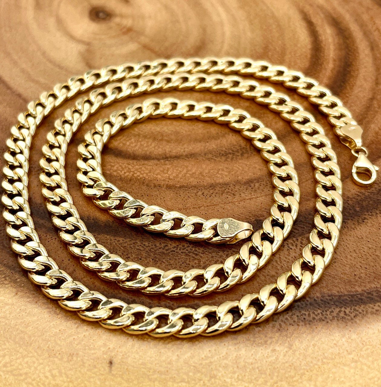 18Karat Gold Miami Cuban Chain Necklace, Real 18Karat Gold Curb Links Chain, 5.6 MM Width, Real Gold Chain for Men/Women, Chunky Gold Chain!