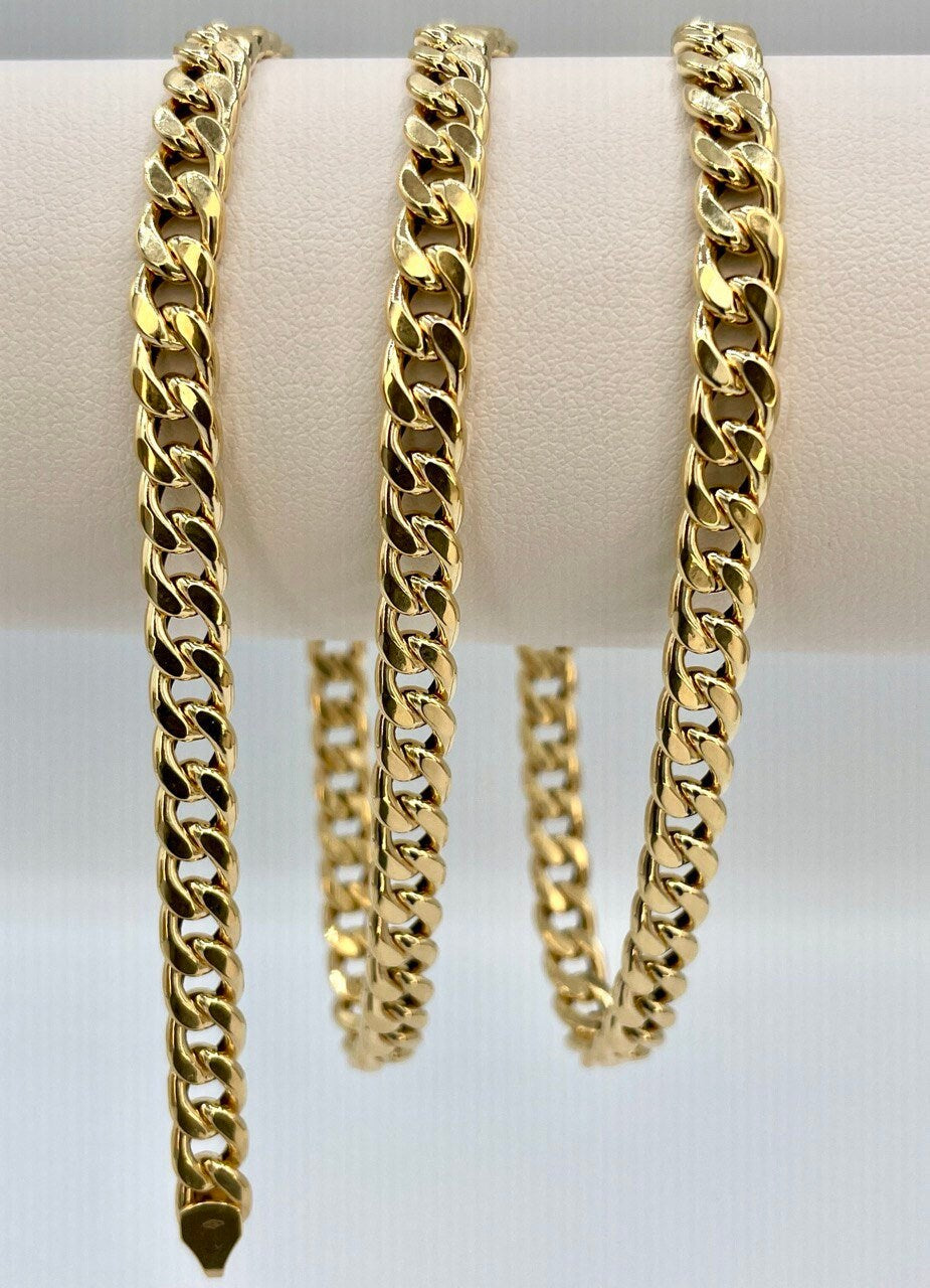 18Karat Gold Miami Cuban Chain Necklace, Real 18Karat Gold Curb Links Chain, 5.6 MM Width, Real Gold Chain for Men/Women, Chunky Gold Chain!