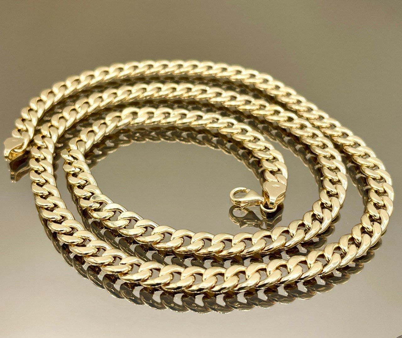 18Karat Gold Miami Cuban Chain Necklace, Real 18Karat Gold Curb Links Chain, 5.6 MM Width, Real Gold Chain for Men/Women, Chunky Gold Chain!