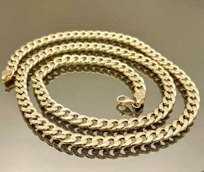 18Karat Gold Miami Cuban Chain Necklace, Real 18Karat Gold Curb Links Chain, 5.6 MM Width, Real Gold Chain for Men/Women, Chunky Gold Chain!