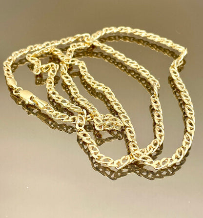 14K Gold Cable Necklace20" 24",14K Gold Nona Double Link Chain Necklace for Men/Women, Layering Delicate New Design Tiger EYES,Birthday Gift