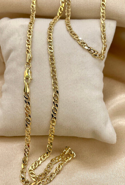 14K Gold Cable Necklace20" 24",14K Gold Nona Double Link Chain Necklace for Men/Women, Layering Delicate New Design Tiger EYES,Birthday Gift