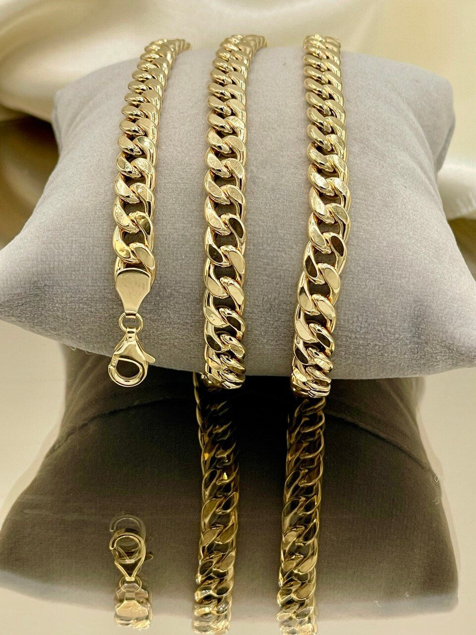 18Karat Gold Miami Cuban Chain Necklace, Real 18Karat Gold Curb Links Chain, 6.5 MM Width, Real Gold Chain for Men/Women, Chunky Gold Chain!