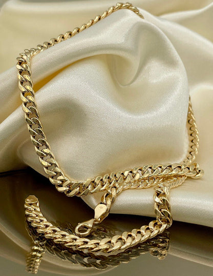 18Karat Gold Miami Cuban Chain Necklace, Real 18Karat Gold Curb Links Chain, 6.5 MM Width, Real Gold Chain for Men/Women, Chunky Gold Chain!