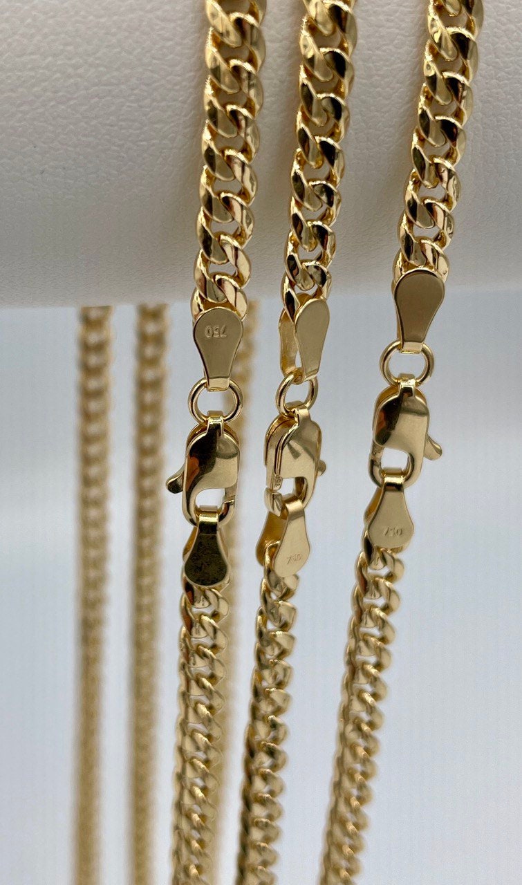 18Karat Gold Miami Cuban Chain Necklace, Real 18Karat Gold Curb Links Chain, 3.8MM Width, Real Gold Chain for Men/Women, Chunky Gold Chain!