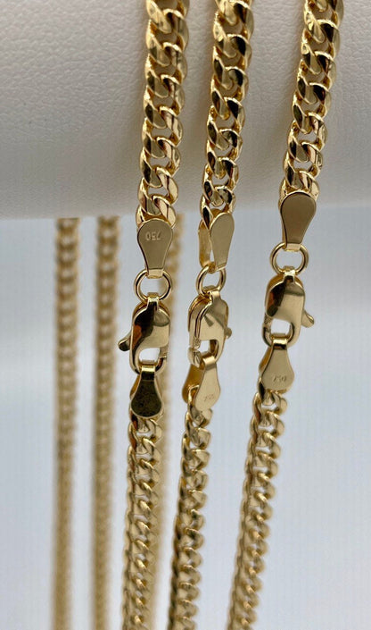 18Karat Gold Miami Cuban Chain Necklace, Real 18Karat Gold Curb Links Chain, 3.8MM Width, Real Gold Chain for Men/Women, Chunky Gold Chain!