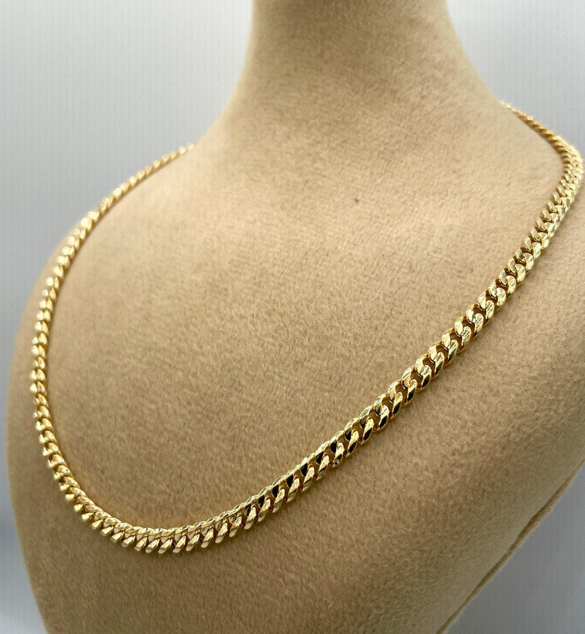18Karat Gold Miami Cuban Chain Necklace, Real 18Karat Gold Curb Links Chain, 3.8MM Width, Real Gold Chain for Men/Women, Chunky Gold Chain!