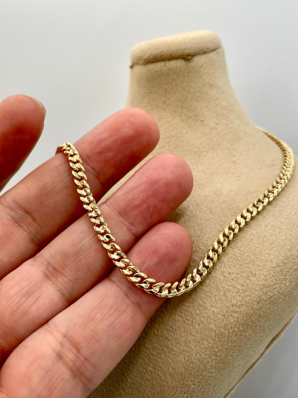 18Karat Gold Miami Cuban Chain Necklace, Real 18Karat Gold Curb Links Chain, 3.8MM Width, Real Gold Chain for Men/Women, Chunky Gold Chain!