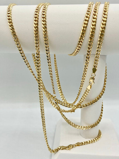 18Karat Gold Miami Cuban Chain Necklace, Real 18Karat Gold Curb Links Chain, 3.8MM Width, Real Gold Chain for Men/Women, Chunky Gold Chain!
