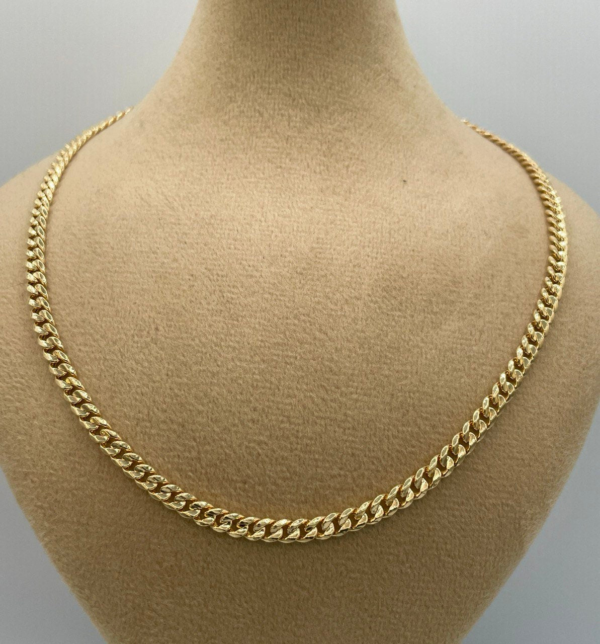 18Karat Gold Miami Cuban Chain Necklace, Real 18Karat Gold Curb Links Chain, 3.8MM Width, Real Gold Chain for Men/Women, Chunky Gold Chain!