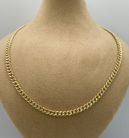 18Karat Gold Miami Cuban Chain Necklace, Real 18Karat Gold Curb Links Chain, 3.8MM Width, Real Gold Chain for Men/Women, Chunky Gold Chain!