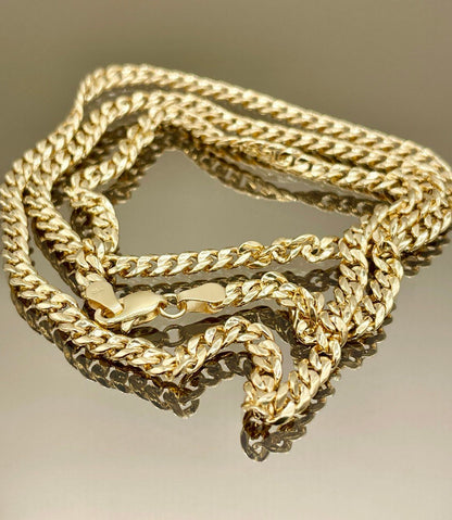 18Karat Gold Miami Cuban Chain Necklace, Real 18Karat Gold Curb Links Chain, 3.8MM Width, Real Gold Chain for Men/Women, Chunky Gold Chain!