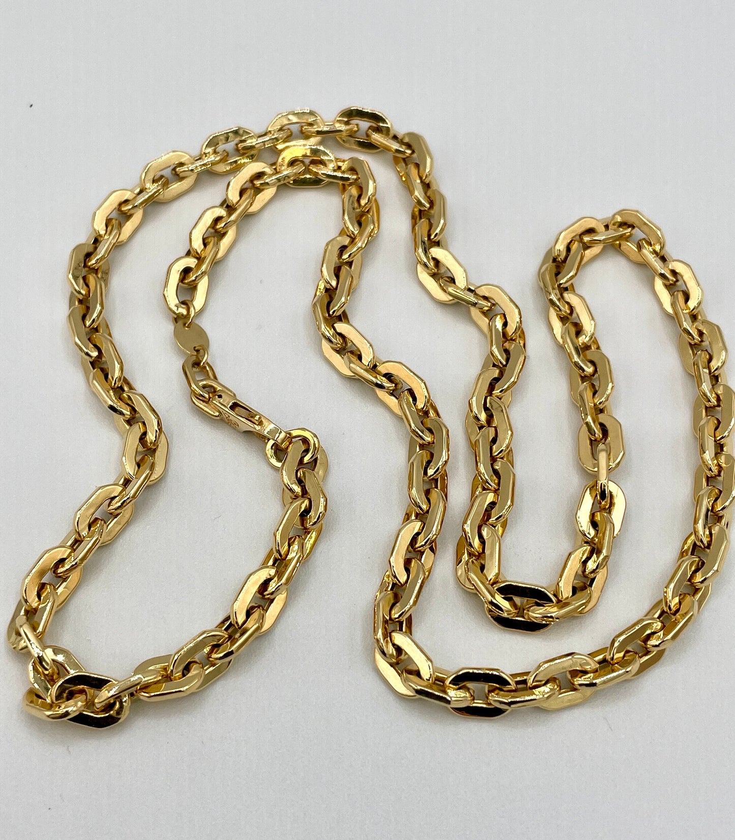 18K GOLD CABLE PARALLEL(6MM)20"22"24", Christmas Gift, Unisex Gold, Birthday Gift, For her, For him, Anniversary  Gift, Real Gold Necklace.