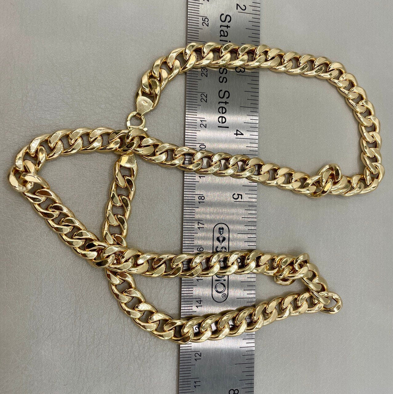 18Karat Gold Curb Necklace (9.4mm) Thick,Real gold,chunky Necklace Chain,Cuban Necklace Link Chain,Birthday Gift ,Gift For Men/Women!