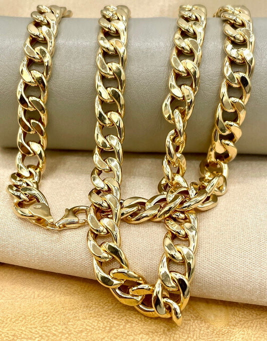 18Karat Gold Curb Necklace (9.4mm) Thick,Real gold,chunky Necklace Chain,Cuban Necklace Link Chain,Birthday Gift ,Gift For Men/Women!