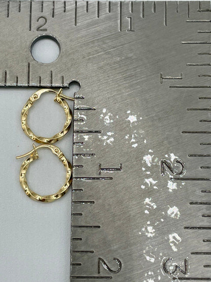 18Karat Gold Twisted Hoop Earring / Real 18Karat Gold Earrings / 14.5mm Braid Twist Hoop in 18Karat Gold,Birthday gift / Gift for Her!