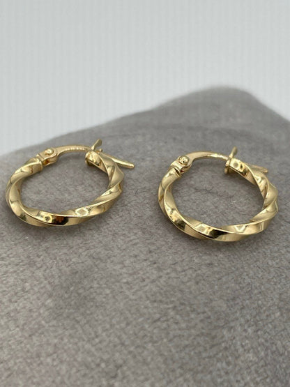 18Karat Gold Twisted Hoop Earring / Real 18Karat Gold Earrings / 14.5mm Braid Twist Hoop in 18Karat Gold,Birthday gift / Gift for Her!