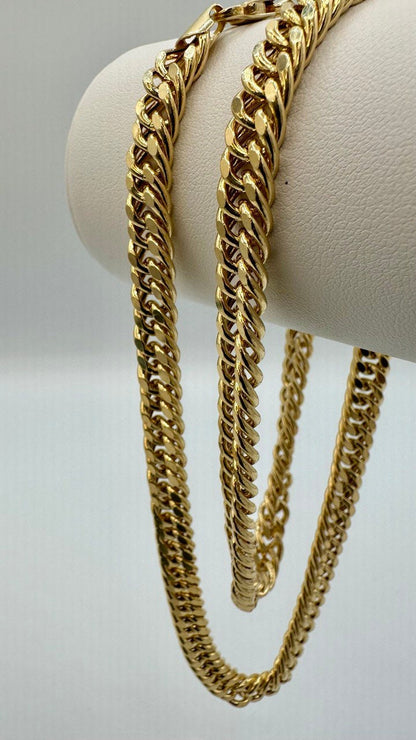 14K Solid Gold Curb Chain Necklace, Solid 14K Real Gold Curb Links Miami Cuban Chain for Men/Women, 7mm-thick Solid Gold Chain for Him/Her!