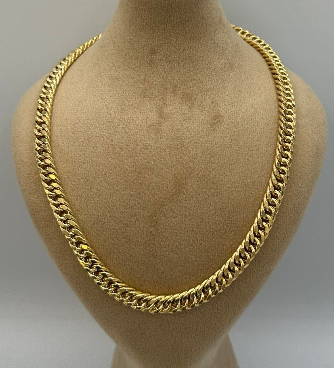 14K Solid Gold Curb Chain Necklace, Solid 14K Real Gold Curb Links Miami Cuban Chain for Men/Women, 7mm-thick Solid Gold Chain for Him/Her!