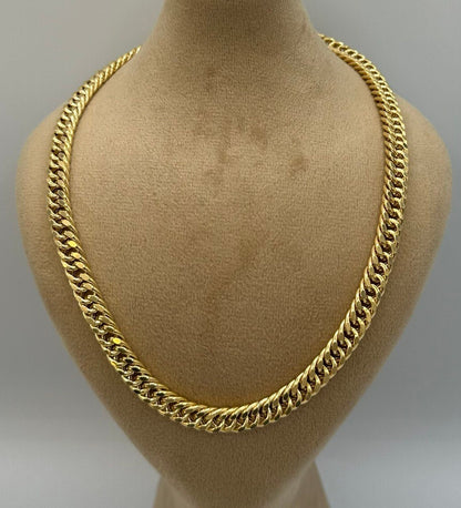 14K Solid Gold Curb Chain Necklace, Solid 14K Real Gold Curb Links Miami Cuban Chain for Men/Women, 7mm-thick Solid Gold Chain for Him/Her!