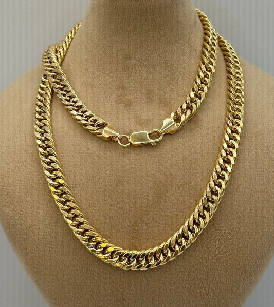 14K Solid Gold Curb Chain Necklace, Solid 14K Real Gold Curb Links Miami Cuban Chain for Men/Women, 7mm-thick Solid Gold Chain for Him/Her!
