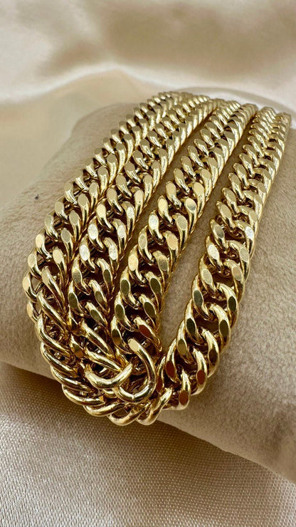 14K Solid Gold Curb Chain Necklace, Solid 14K Real Gold Curb Links Miami Cuban Chain for Men/Women, 7mm-thick Solid Gold Chain for Him/Her!
