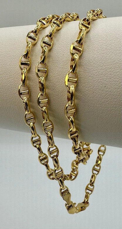 14K Solid Gold Anchor Chain Necklace, 14K Real Gold Anchor Chain, 4mm_20"-26" length, 14K Gold Link Chain for Men/Women, Gift for Him/Her!