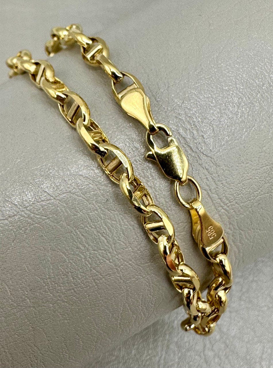 14K Solid Gold Anchor Chain Necklace, 14K Real Gold Anchor Chain, 4mm_20"-26" length, 14K Gold Link Chain for Men/Women, Gift for Him/Her!