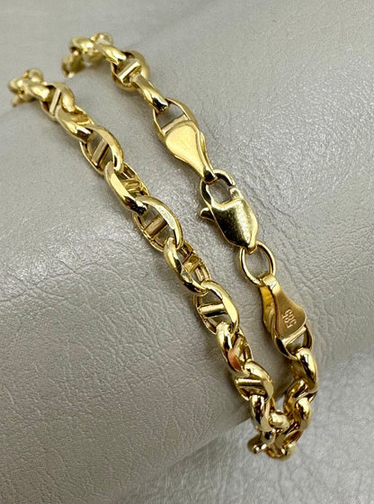 14K Solid Gold Anchor Chain Necklace, 14K Real Gold Anchor Chain, 4mm_20"-26" length, 14K Gold Link Chain for Men/Women, Gift for Him/Her!