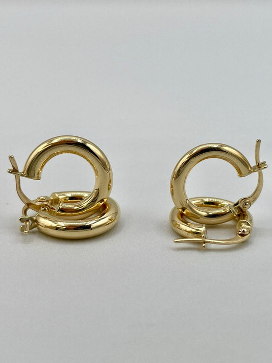 18K Real Gold Thick Hoop Earrings, Chunky Hoops, Polished Chunky Gold Hoop Earrings, Hoops for Women,18K Gold  Hoop Earrings Gift for Her.
