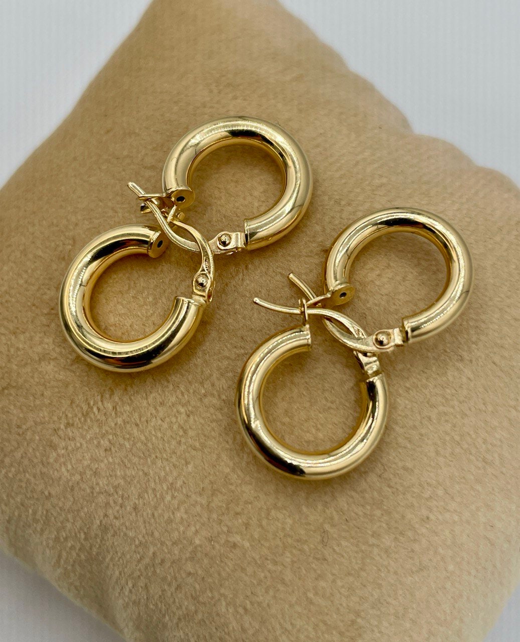 18K Real Gold Thick Hoop Earrings, Chunky Hoops, Polished Chunky Gold Hoop Earrings, Hoops for Women,18K Gold  Hoop Earrings Gift for Her.