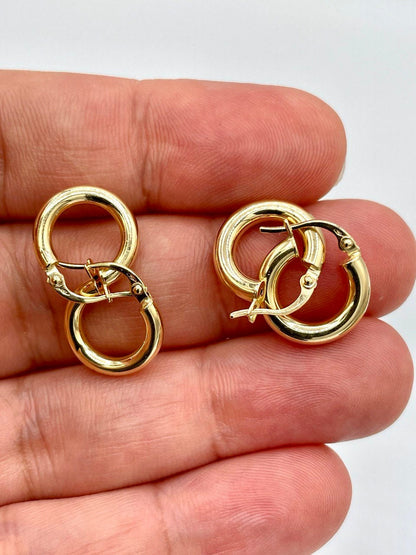 18K Real Gold Thick Hoop Earrings, Chunky Hoops, Polished Chunky Gold Hoop Earrings, Hoops for Women,18K Gold  Hoop Earrings Gift for Her.