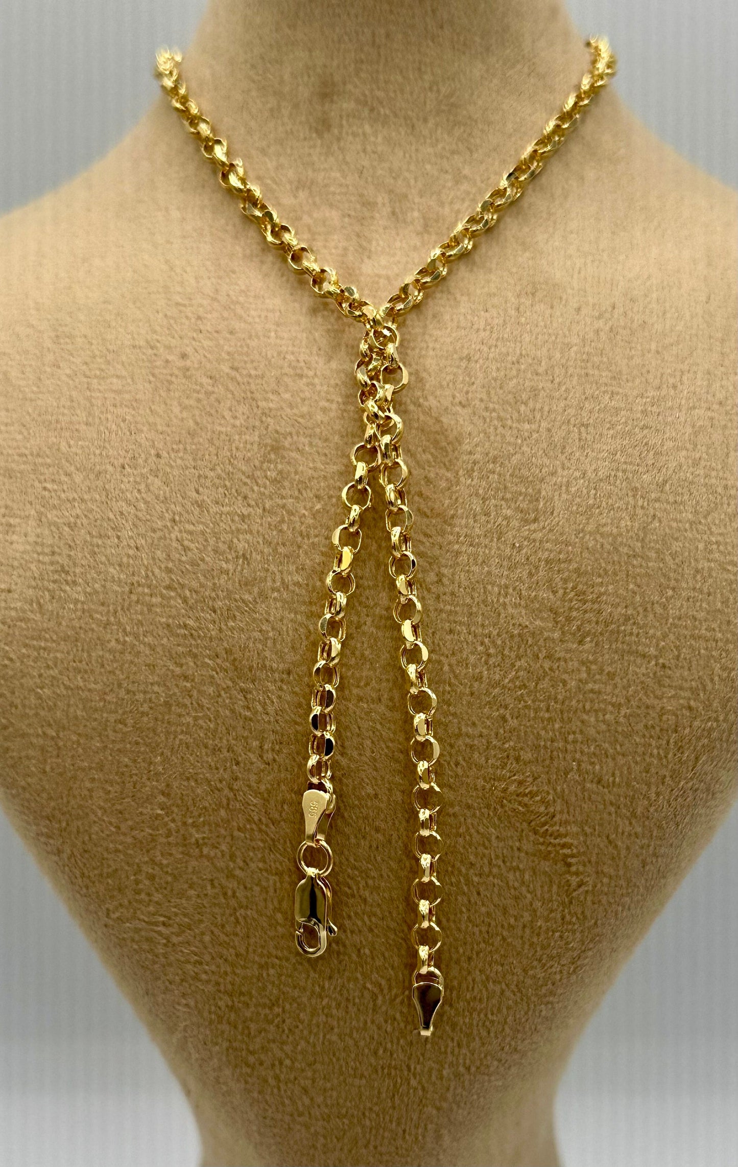 14K Solid Gold Rolo Chain Necklace, Real 14Krt Rolo Link Gold Chain, Rolo Diamond-cut Chain For Men & Women, 4mm width Rolo Chain Necklace!