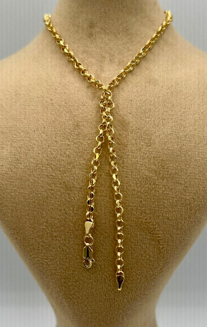 14K Solid Gold Rolo Chain Necklace, Real 14Krt Rolo Link Gold Chain, Rolo Diamond-cut Chain For Men & Women, 4mm width Rolo Chain Necklace!