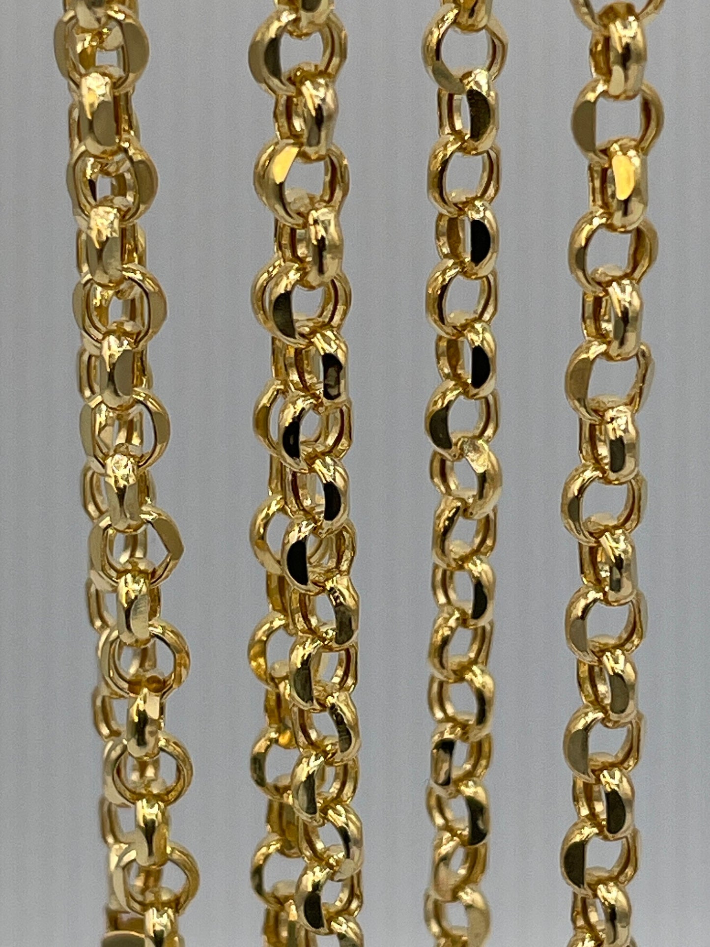 14K Solid Gold Rolo Chain Necklace, Real 14Krt Rolo Link Gold Chain, Rolo Diamond-cut Chain For Men & Women, 4mm width Rolo Chain Necklace!