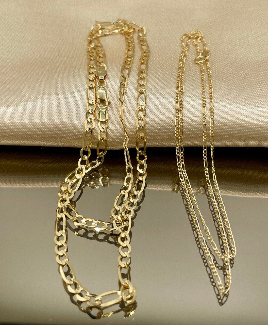 18K Solid Gold Figaro Chain Necklace, Real 18K Gold Figaro Monaco Links Chain, Pure 18K Gold, Gold Chain For Men/Women, Beautifully Crafted!
