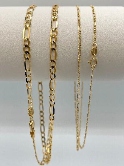 18K Solid Gold Figaro Chain Necklace, Real 18K Gold Figaro Monaco Links Chain, Pure 18K Gold, Gold Chain For Men/Women, Beautifully Crafted!