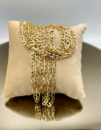 18K Solid Gold Figaro Chain Necklace, Real 18K Gold Figaro Monaco Links Chain, Pure 18K Gold, Gold Chain For Men/Women, Beautifully Crafted!